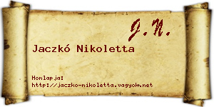Jaczkó Nikoletta névjegykártya